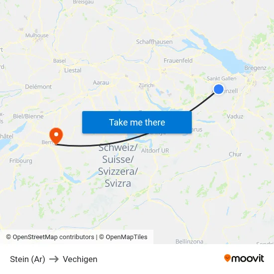 Stein (Ar) to Vechigen map