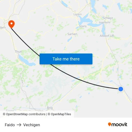 Faido to Vechigen map