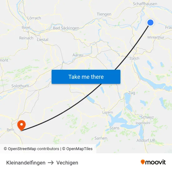 Kleinandelfingen to Vechigen map