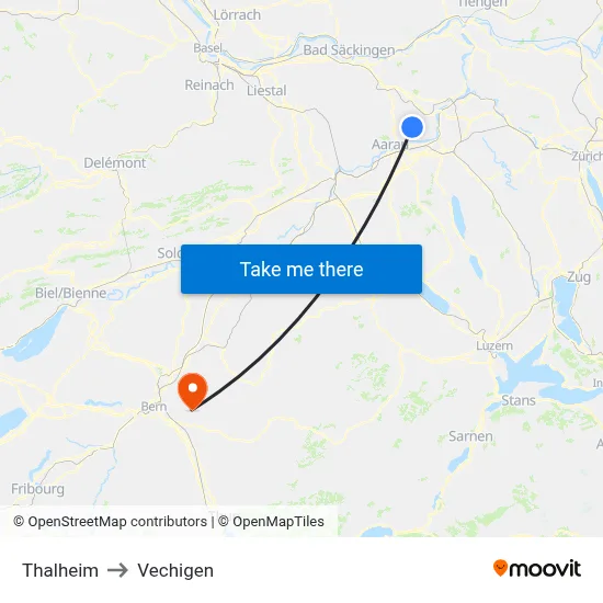 Thalheim to Vechigen map