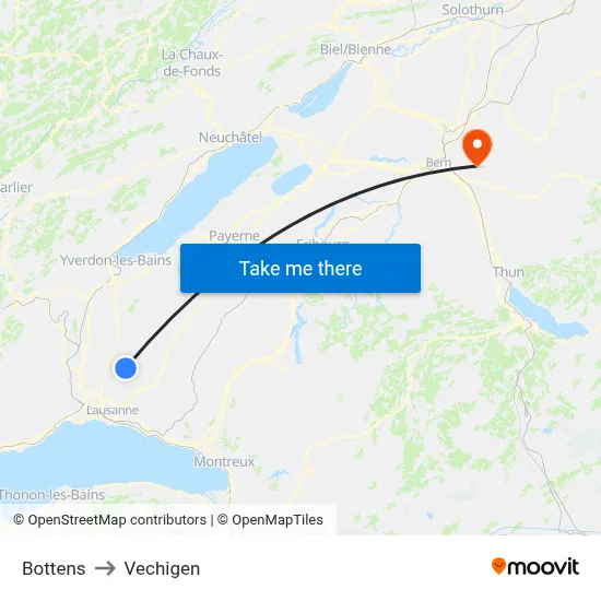 Bottens to Vechigen map