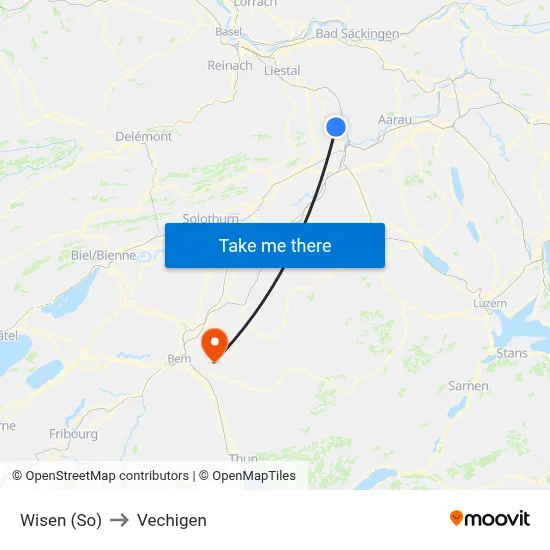 Wisen (So) to Vechigen map