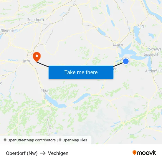 Oberdorf (Nw) to Vechigen map