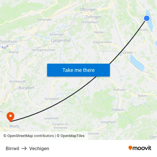 Birrwil to Vechigen map