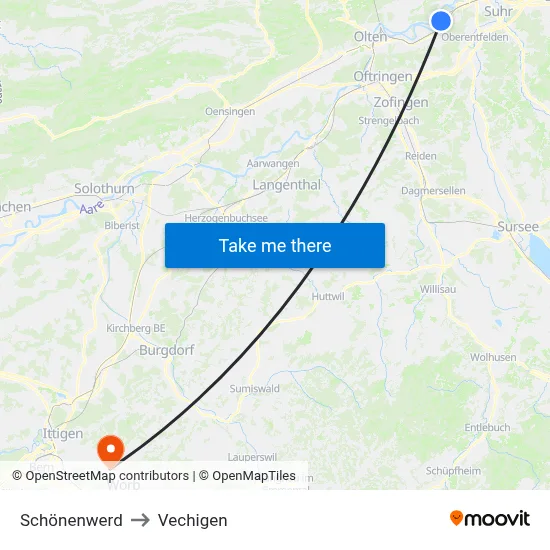 Schönenwerd to Vechigen map