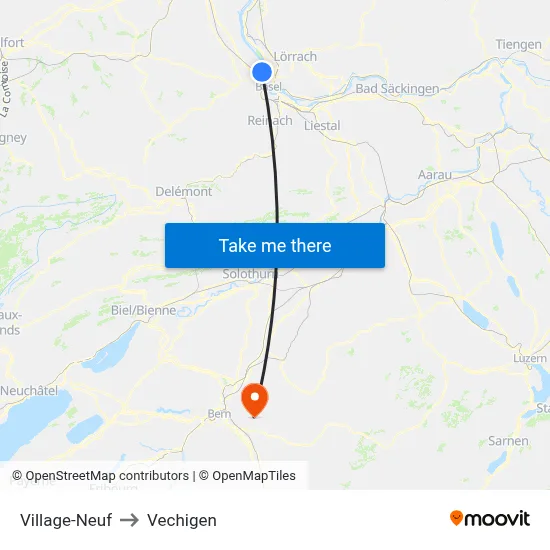 Village-Neuf to Vechigen map