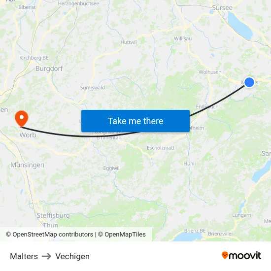 Malters to Vechigen map