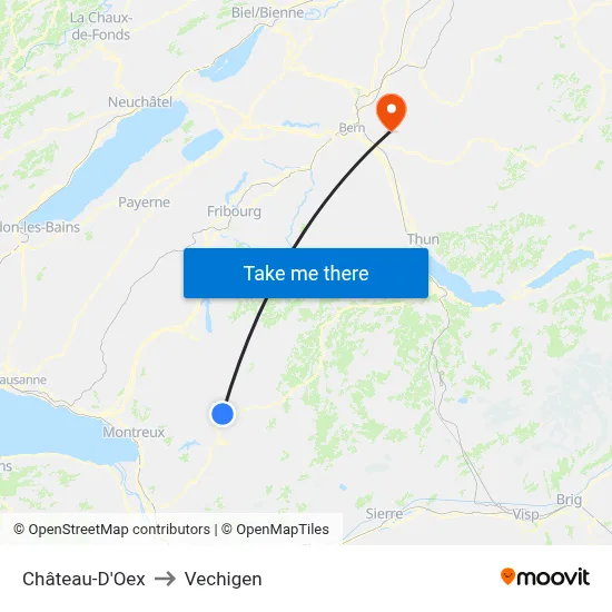 Château-D'Oex to Vechigen map