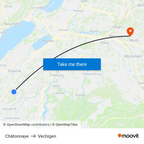 Châtonnaye to Vechigen map