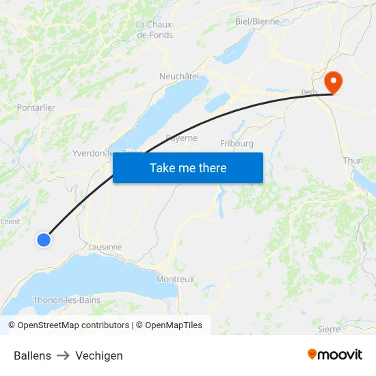 Ballens to Vechigen map