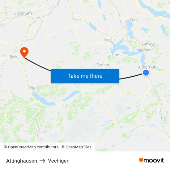 Attinghausen to Vechigen map