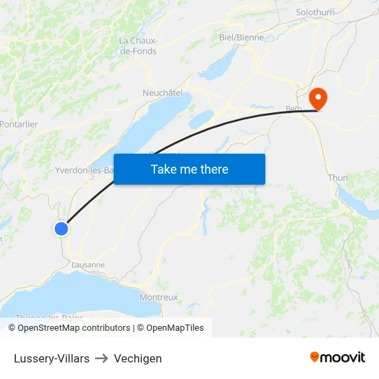 Lussery-Villars to Vechigen map
