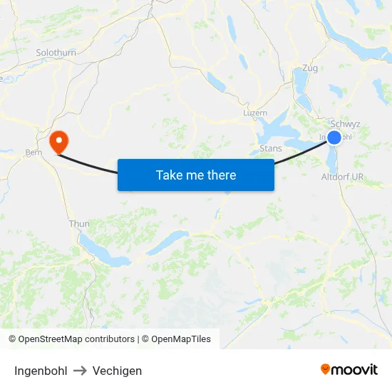 Ingenbohl to Vechigen map
