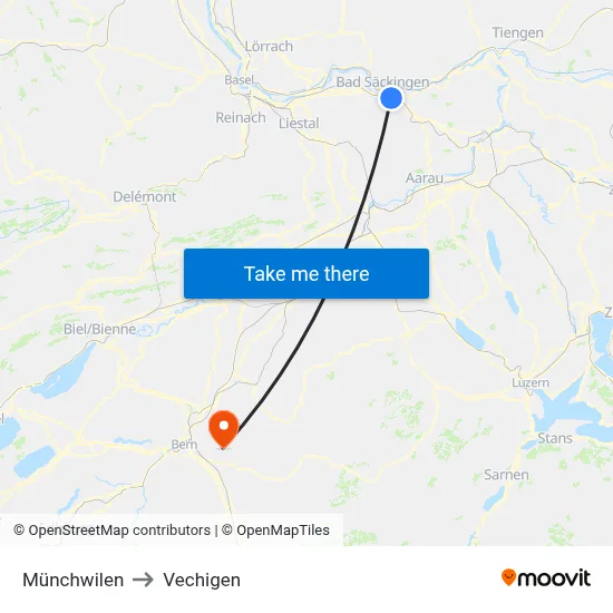 Münchwilen to Vechigen map