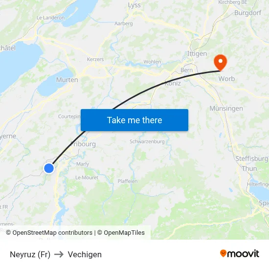 Neyruz (Fr) to Vechigen map