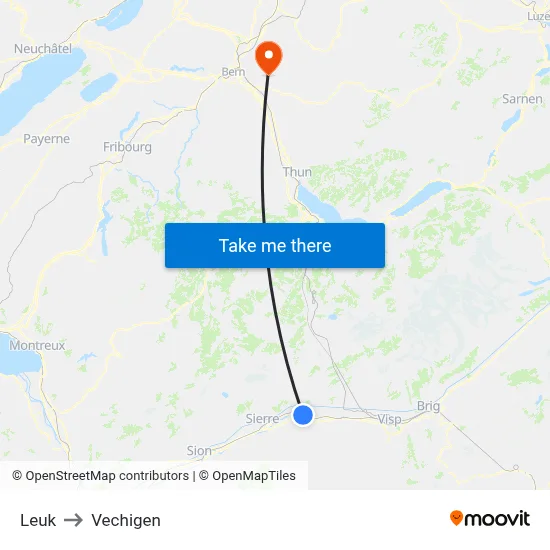 Leuk to Vechigen map
