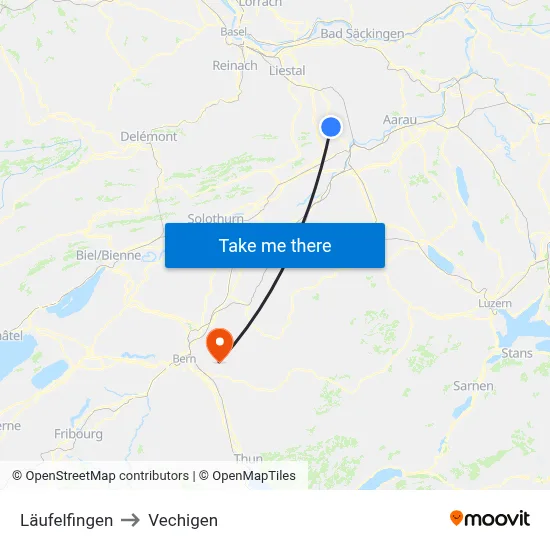 Läufelfingen to Vechigen map