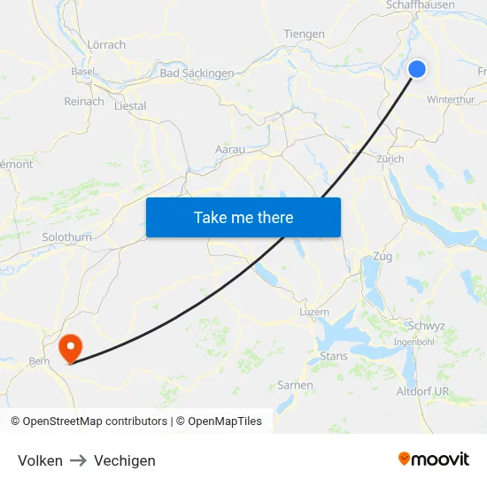 Volken to Vechigen map