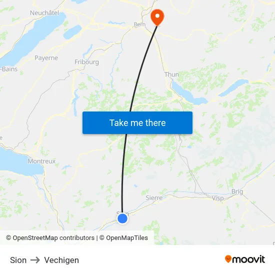 Sion to Vechigen map