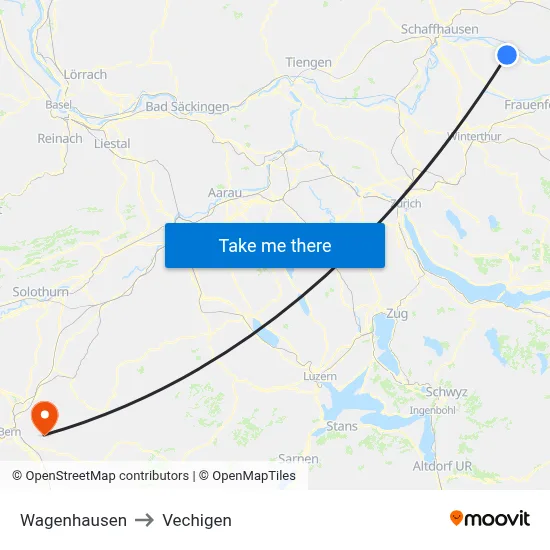 Wagenhausen to Vechigen map