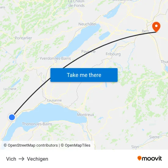 Vich to Vechigen map