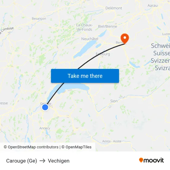 Carouge (Ge) to Vechigen map