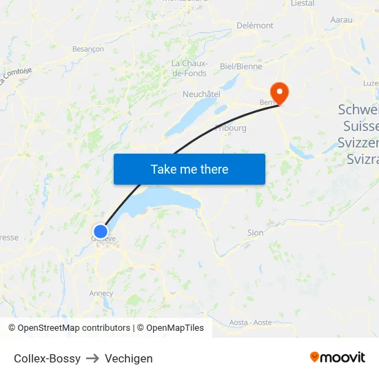 Collex-Bossy to Vechigen map
