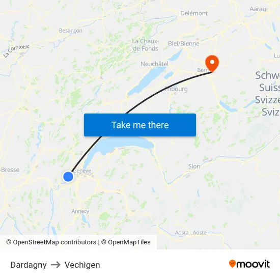 Dardagny to Vechigen map