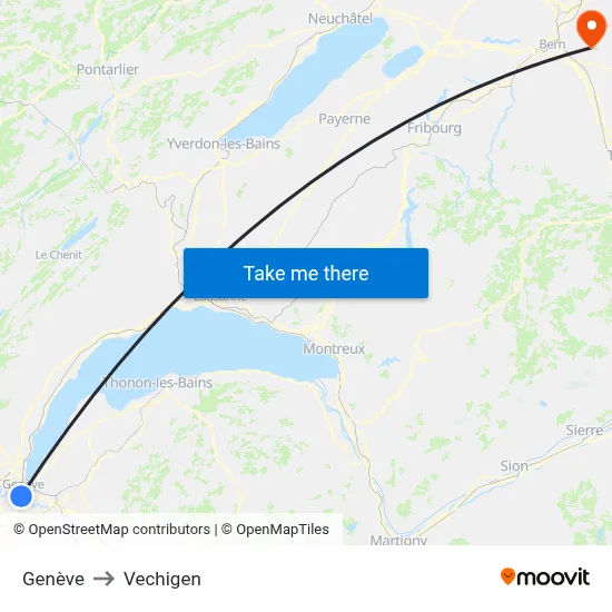 Genève to Vechigen map