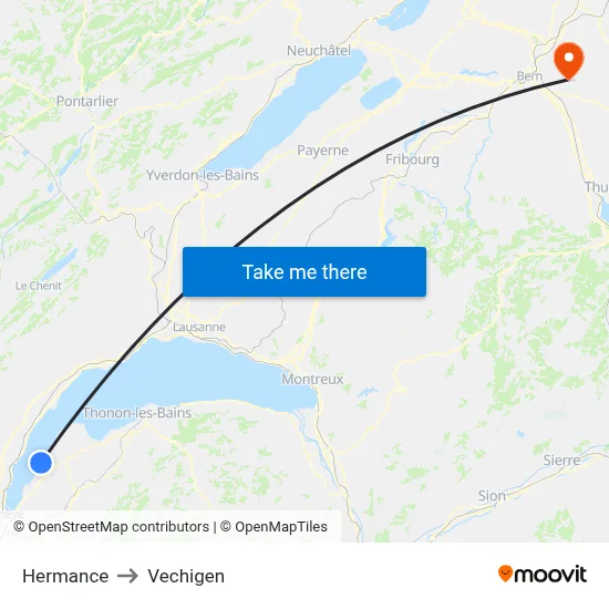 Hermance to Vechigen map