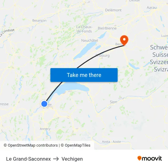 Le Grand-Saconnex to Vechigen map