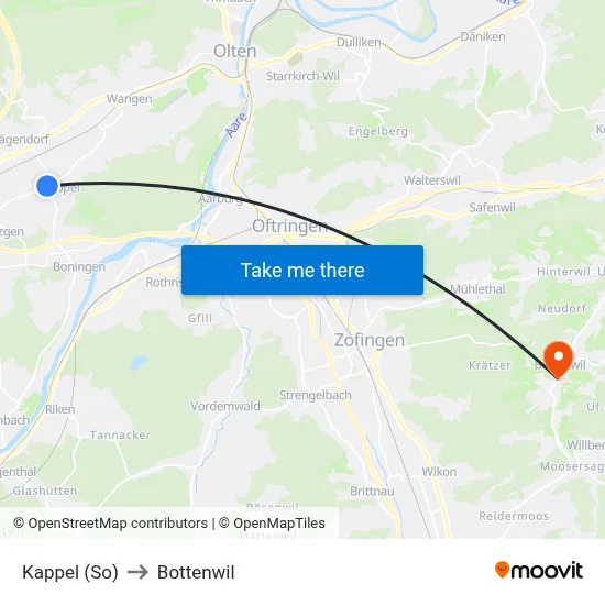 Kappel (So) to Bottenwil map