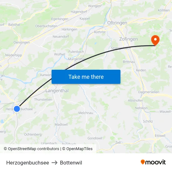 Herzogenbuchsee to Bottenwil map