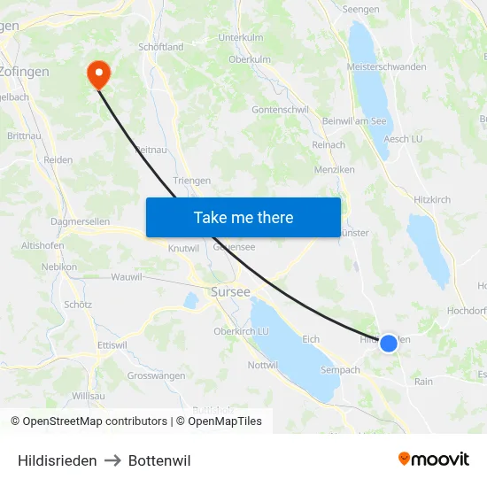 Hildisrieden to Bottenwil map
