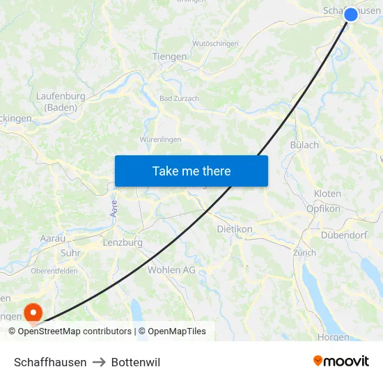 Schaffhausen to Bottenwil map