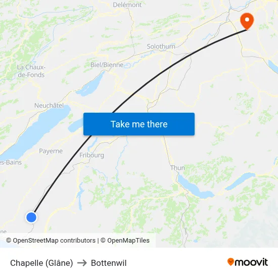 Chapelle (Glâne) to Bottenwil map