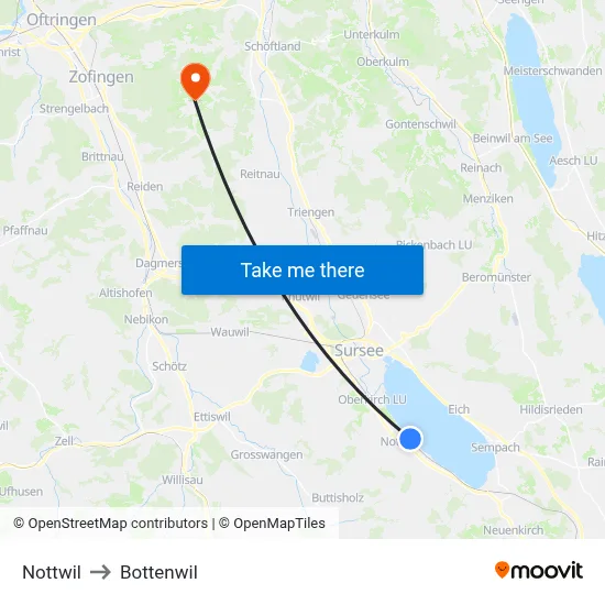 Nottwil to Bottenwil map