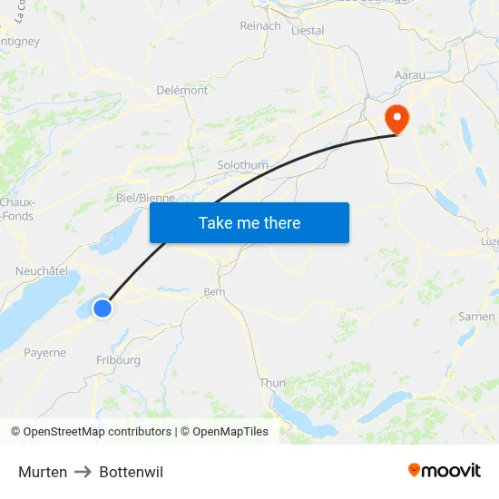 Murten to Bottenwil map
