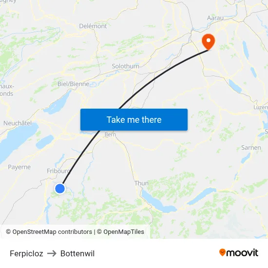 Ferpicloz to Bottenwil map