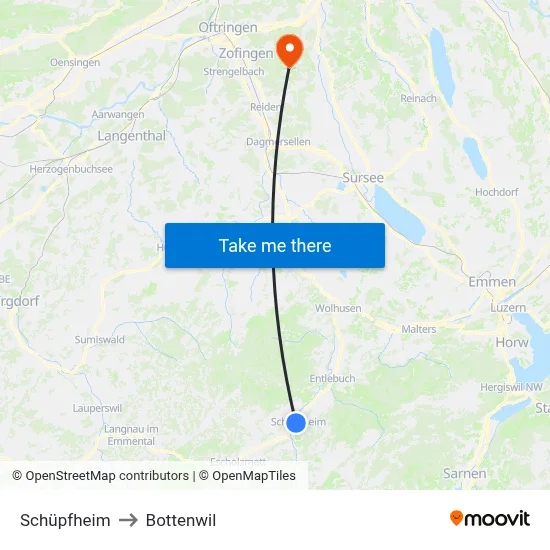 Schüpfheim to Bottenwil map