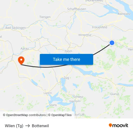 Wilen (Tg) to Bottenwil map