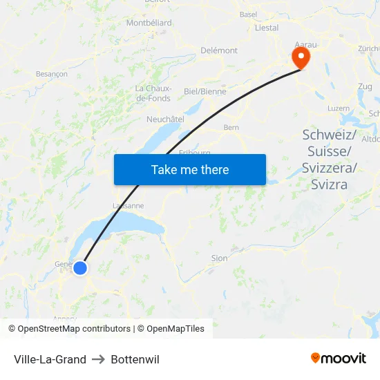 Ville-La-Grand to Bottenwil map