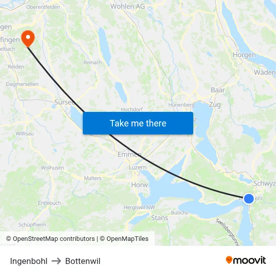 Ingenbohl to Bottenwil map