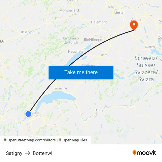 Satigny to Bottenwil map