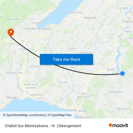 Châtel-Sur-Montsalvens to L'Abergement map