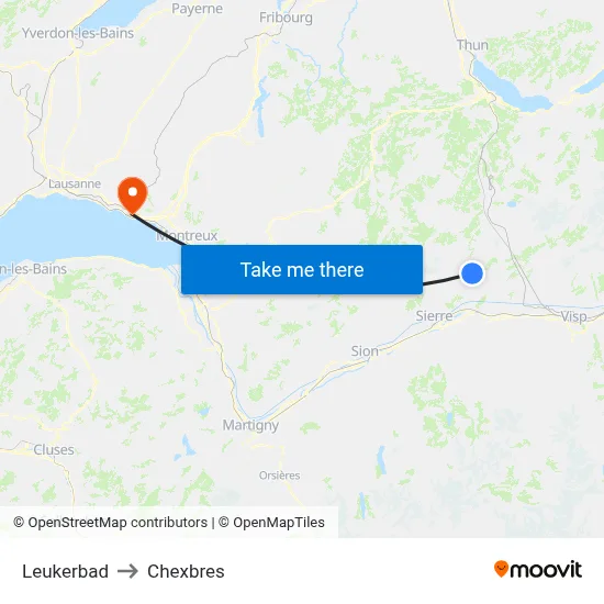 Leukerbad to Chexbres map