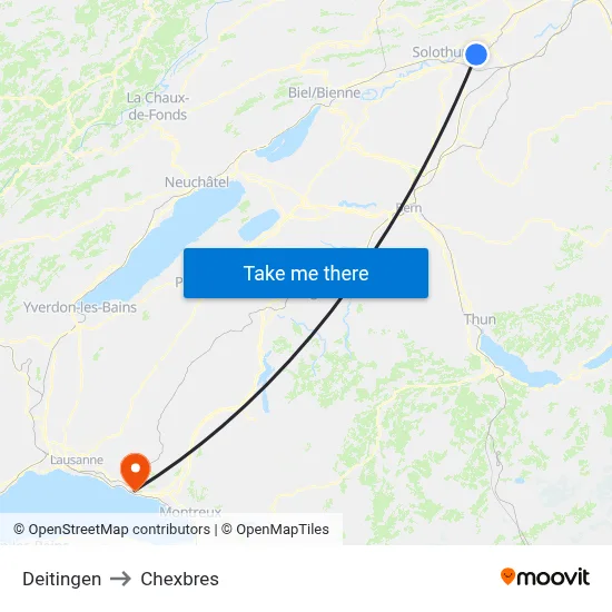Deitingen to Chexbres map