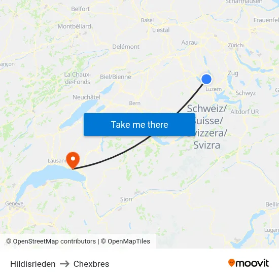 Hildisrieden to Chexbres map