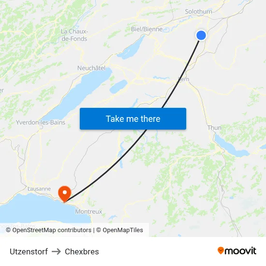Utzenstorf to Chexbres map