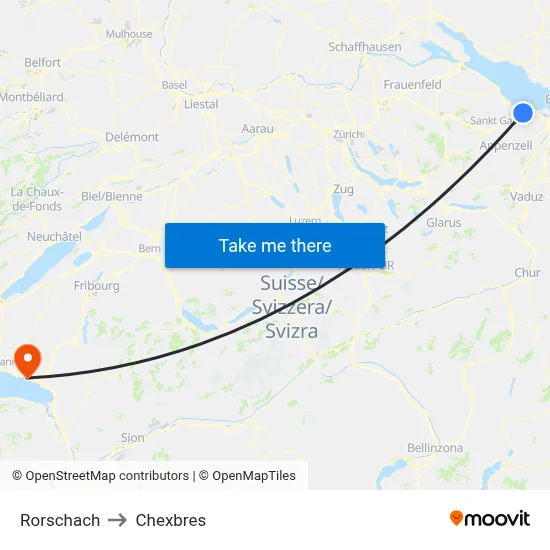 Rorschach to Chexbres map